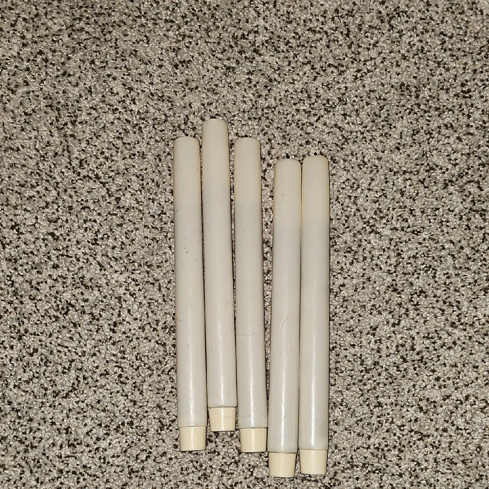 Set Of Elegant White Push Wick Taper Candles Built In Timer